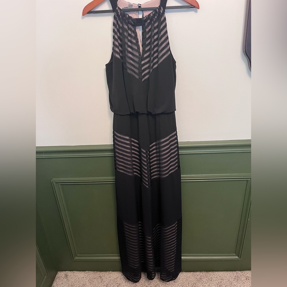 London Times Black and Pink Maxi Dress